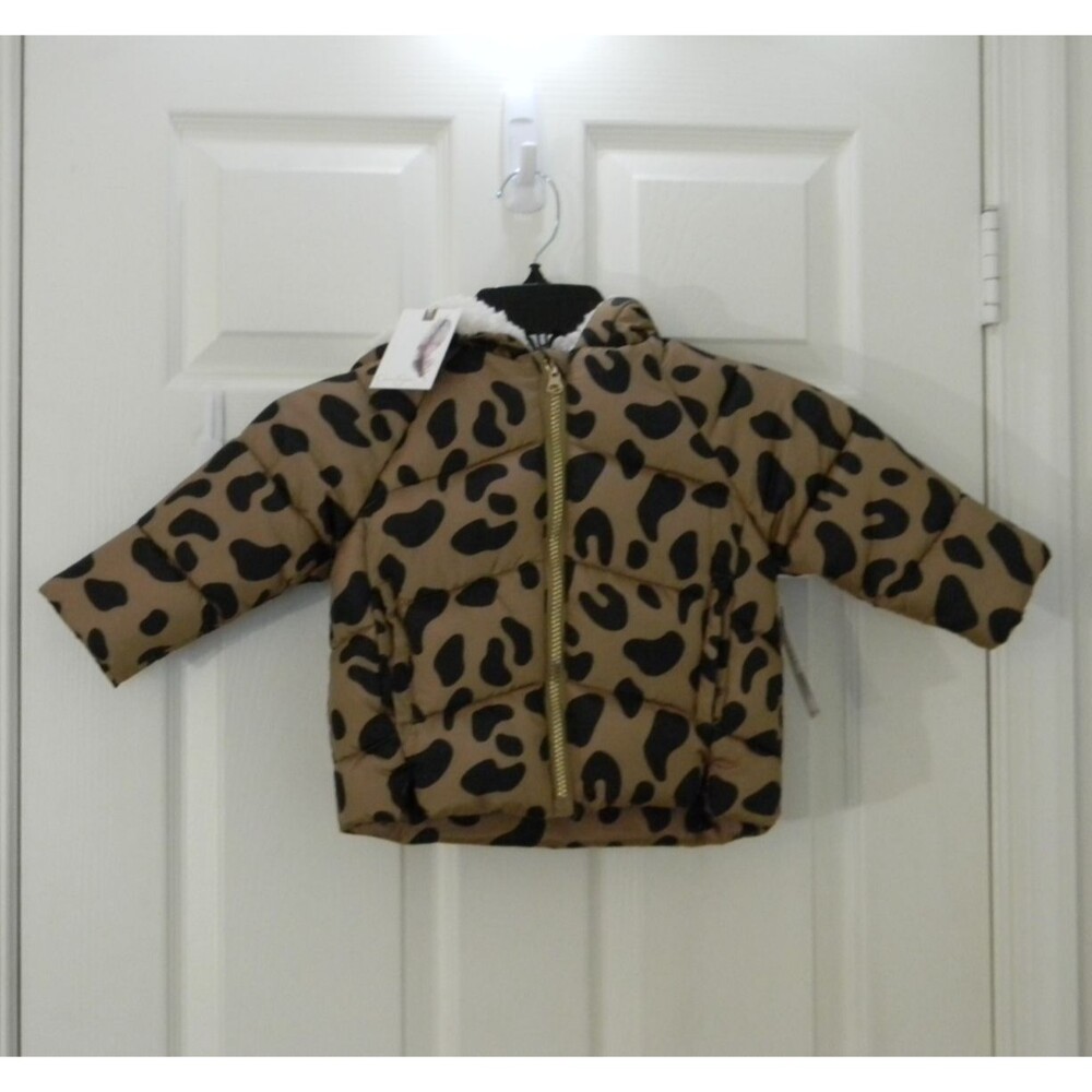 Jessica Simpson Baby Animal Print Coat Hooded Faux Sherpa Lined NWT